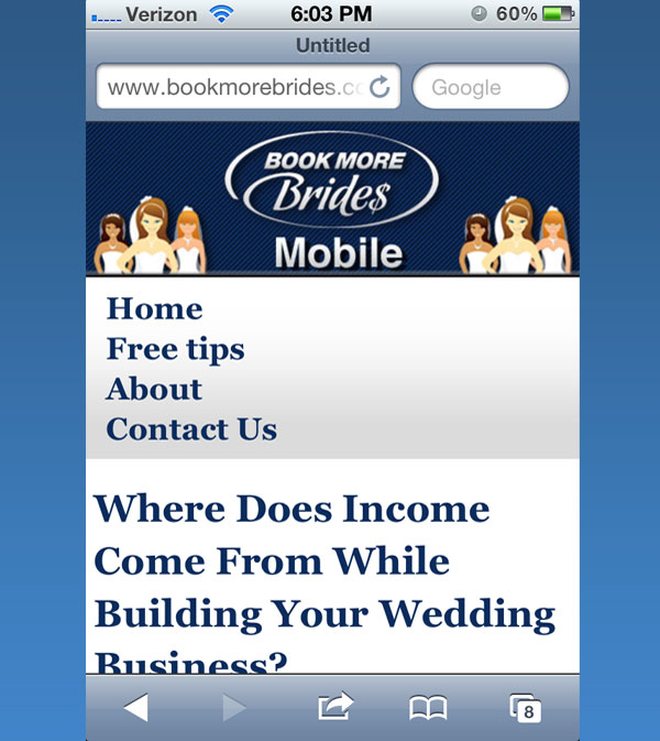 mobile website design for wedding vendor