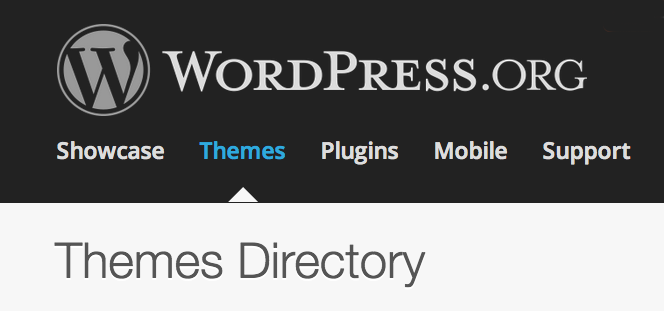 image of WordPress themes page